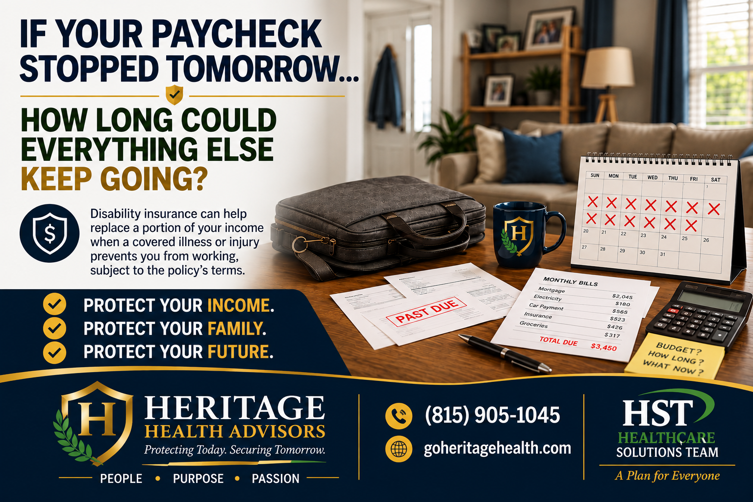 Disability insurance income protection and paycheck replacement guidance from Heritage Health Advisors